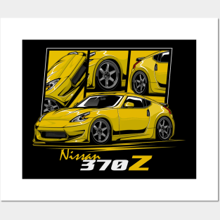 Yellow Nissan 370z JDM Car Posters and Art